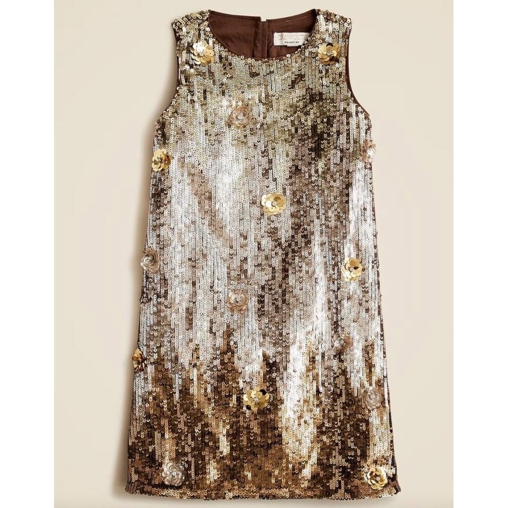 Crewcuts Gold Sequin Floral Sleeveless Party Dress
